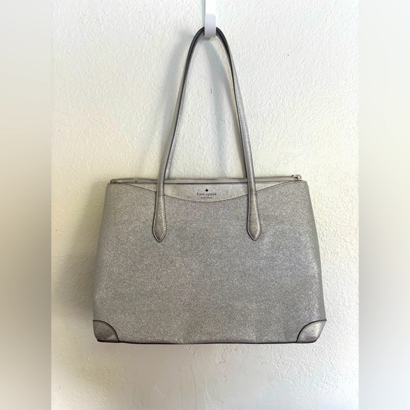 kate spade Handbags - kate spade Silver Sparkle Tote with Top Zip